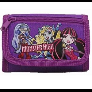 Monster High Tri-Fold Coin Purple Kids Mini Wallet NEW